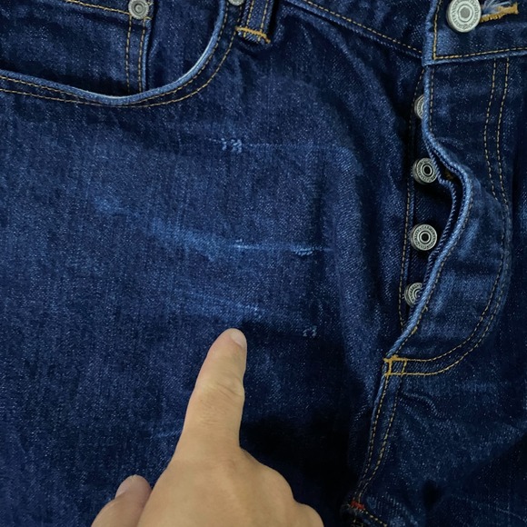 Gustin Selvedge Jeans Mens 38x34 Slim Fit Blue Denim Button Fly Made in USA - Picture 6 of 16